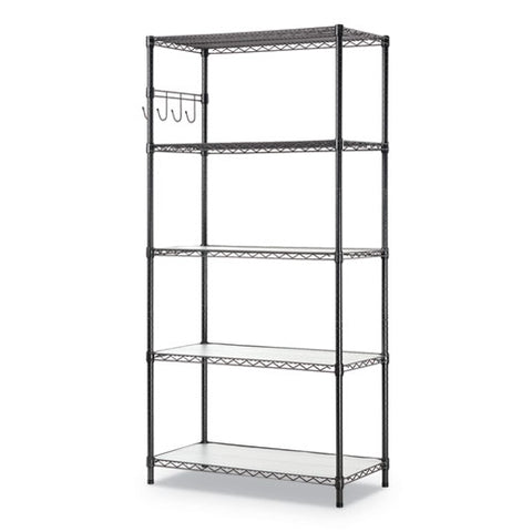 Image of 5-shelf Wire Shelving Kit With Casters And Shelf Liners, 36w X 18d X 72h, Black Anthracite