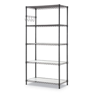 5-shelf Wire Shelving Kit With Casters And Shelf Liners, 36w X 18d X 72h, Black Anthracite