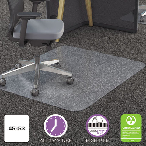 Image of Polycarbonate All Day Use Chair Mat - All Carpet Types, 45 X 53, Rectangle, Clear