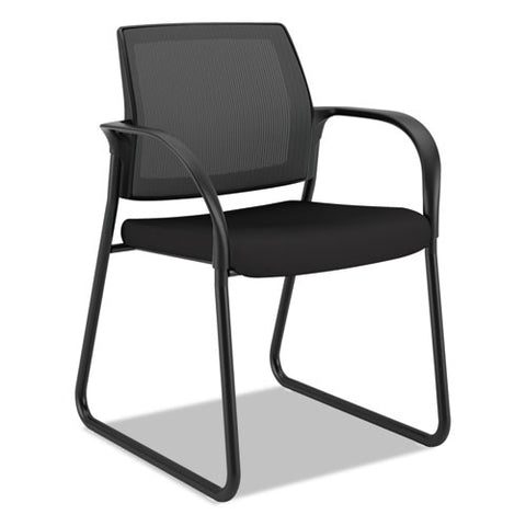 Image of Ignition Series Mesh Back Guest Chair With Sled Base, 25" X 22" X 34", Black Seat, Black Back, Black Base