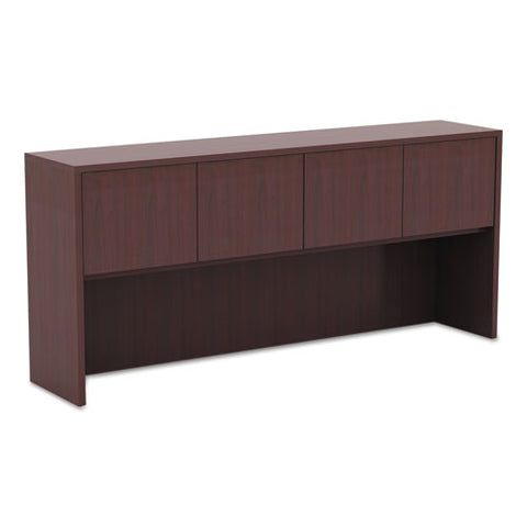 Image of Alera Valencia Series Hutch With Doors, 70.63w X 15d X 35.38h, Mahogany