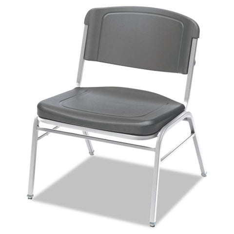 Image of Rough 'n Ready Big And Tall Stack Chair, Charcoal Seat/charcoal Back, Silver Base, 4/carton