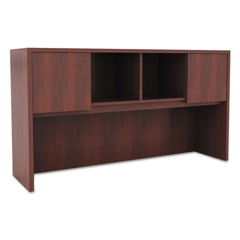 Image of Alera Valencia Series Hutch With Doors, 58.88w X 15d X 35.38h, Medium Cherry