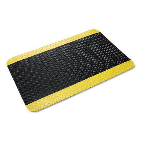 Image of Industrial Deck Plate Anti-fatigue Mat, Vinyl, 36 X 60, Black/yellow Border