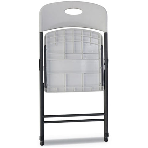 Image of Molded Resin Folding Chair, White Seat/white Back, Dark Gray Base, 4/carton