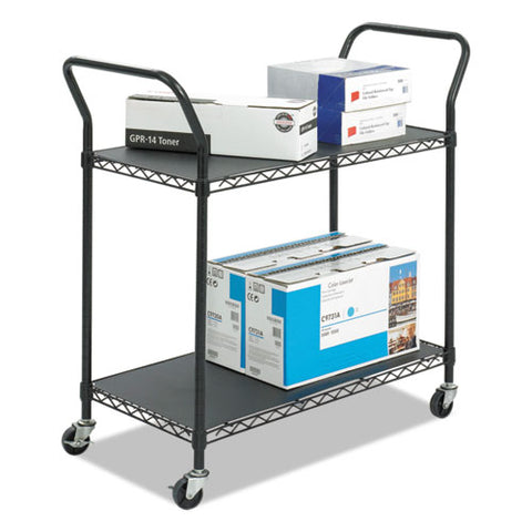 Image of Wire Utility Cart, Two-shelf, 43.75w X 19.25d X 40.5h, Black