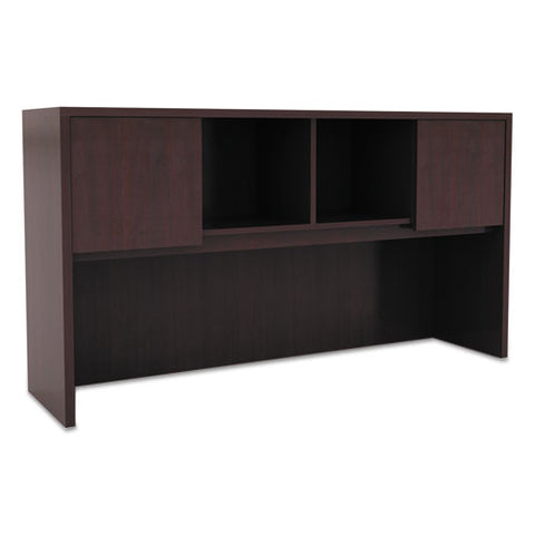 Image of Alera Valencia Series Hutch With Doors, 58.88w X 15d X 35.38h, Mahogany