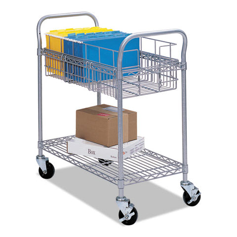 Image of Wire Mail Cart, 600-lb Capacity, 18.75w X 26.75d X 38.5h, Metallic Gray