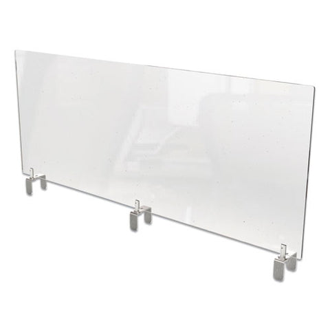 Image of Clear Partition Extender With Attached Clamp, 48 X 3.88 X 30, Thermoplastic Sheeting