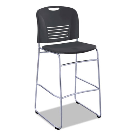 Image of Vy Sled Base Bistro Chair, Black Seat/black Back, Silver Base