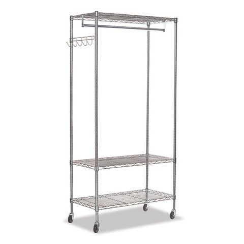 Image of Wire Shelving Garment Rack, 30 Garments, 36w X 18d X 75h, Silver