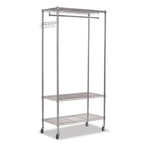 Wire Shelving Garment Rack, 30 Garments, 36w X 18d X 75h, Silver