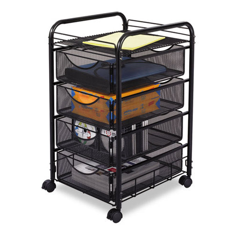 Image of Onyx Mesh Mobile File With Four Supply Drawers, 15.75w X 17d X 27h, Black