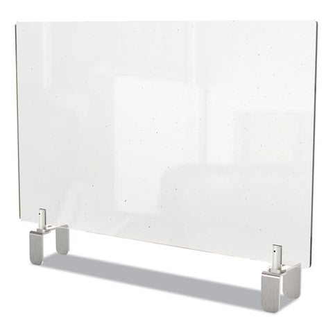 Image of Clear Partition Extender With Attached Clamp, 42 X 3.88 X 30, Thermoplastic Sheeting