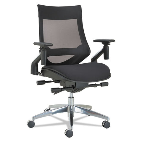 Image of Alera Eb-w Series Pivot Arm Multifunction Mesh Chair, Supports Up To 275 Lbs, Black Seat/black Back, Aluminum Base