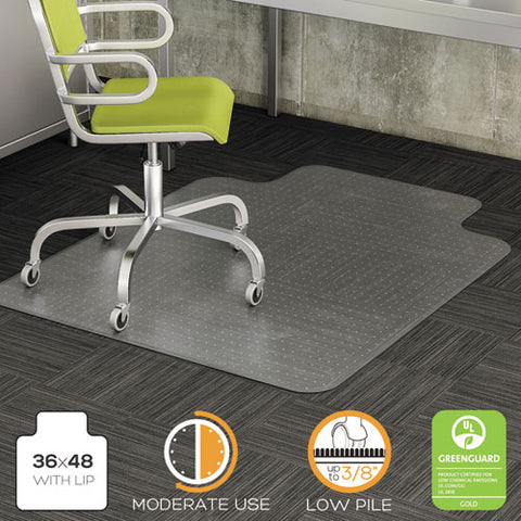 Image of Duramat Moderate Use Chair Mat, Low Pile Carpet, Roll, 36 X 48, Lipped, Clear