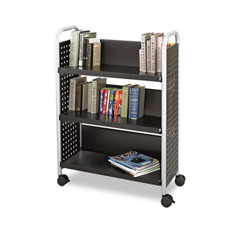 Image of Scoot Book Cart, Three-shelf, 33w X 14.25d X 44.25h, Black