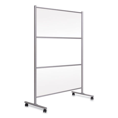 Image of Protector Series Mobile Glass Panel Divider, 68.5 X 22 X 50, Clear/aluminum