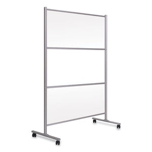 Protector Series Mobile Glass Panel Divider, 68.5 X 22 X 50, Clear/aluminum