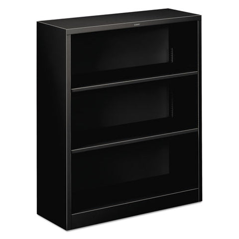 Image of Metal Bookcase, Three-shelf, 34-1/2w X 12-5/8d X 41h, Black