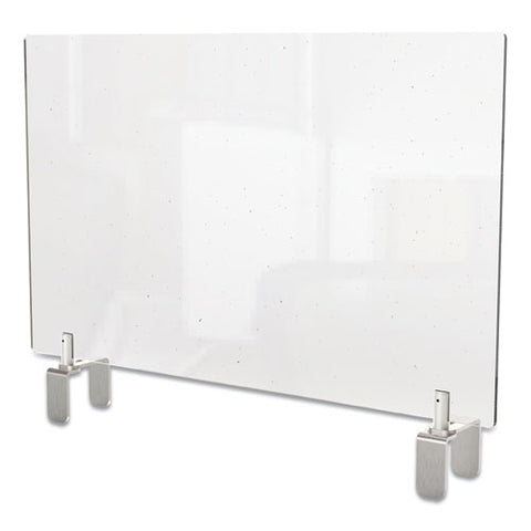 Image of Clear Partition Extender With Attached Clamp, 36 X 3.88 X 30, Thermoplastic Sheeting