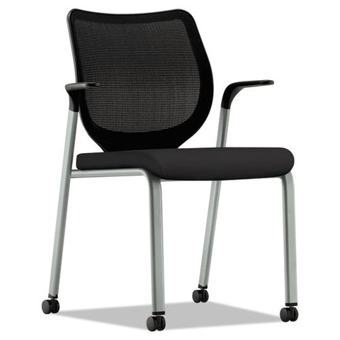 Image of Nucleus Series Multipurpose Stacking Chair With Ilira-stretch M4 Back, Black Seat/black Back, Platinum Base