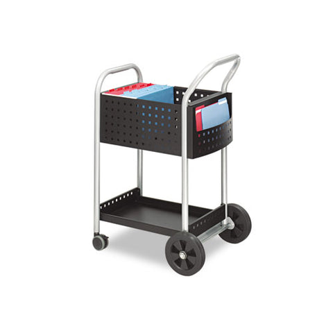 Image of Scoot Mail Cart, One-shelf, 22w X 27d X 40.5h, Black/silver