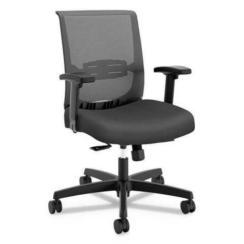 Image of Convergence Mid-back Task Chair With Syncho-tilt Control/seat Slide, Supports Up To 275 Lbs, Iron Ore Seat, Black Back/base