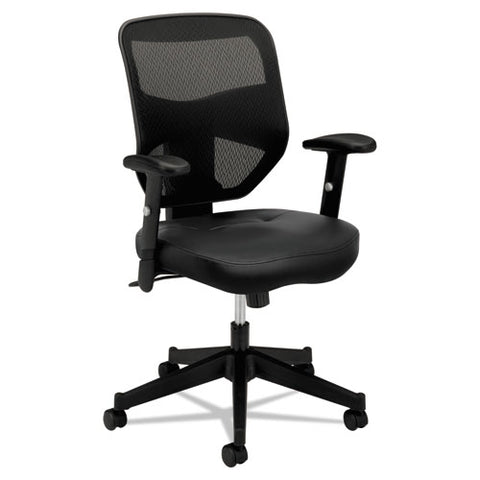 Image of Vl531 Mesh High-back Task Chair With Adjustable Arms, Supports Up To 250 Lbs., Black Seat/black Back, Black Base