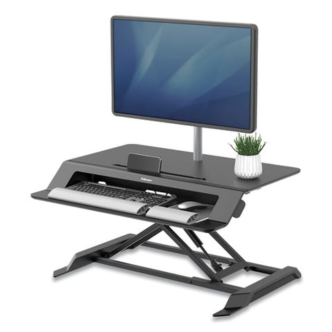 Image of Lotus Lt Sit-stand Workstation, 34.38w X 28.38d X 7.62h, Black