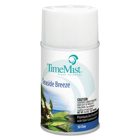 Image of Premium Metered Air Freshener Refill, Seaside Breeze, 6.6 Oz Aerosol, 12/carton