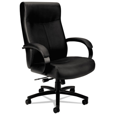 Image of Validate Big And Tall Leather Chair, Supports Up To 450 Lbs., Black Seat/black Back, Black Base