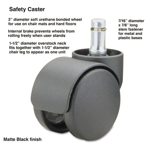 Image of Safety Casters, Oversize Neck Polyurethane, B Stem, 110 Lbs/caster, 5/set