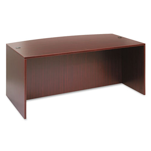 Image of Alera Valencia Bow Front Desk Shell, 71w X 35.5d To 41.38d X 29.63h Mahogany