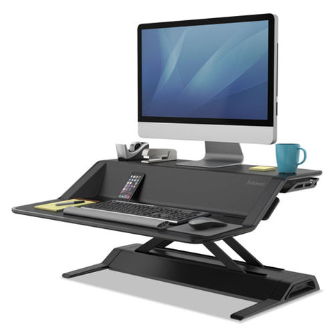 Image of Lotus Sit-stand Workstation, 32.75w X 24.25d X 5.5 To 22.5h, Black