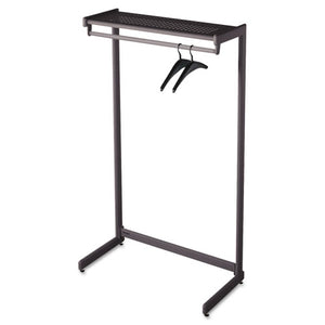 Single-side Garment Rack W/shelf, Powder Coated Textured Steel, 48w X 18.5d X 61.5h, Black