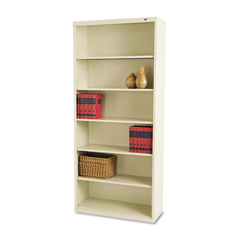 Image of Metal Bookcase, Six-shelf, 34-1/2w X 13-1/2h X 78h, Putty