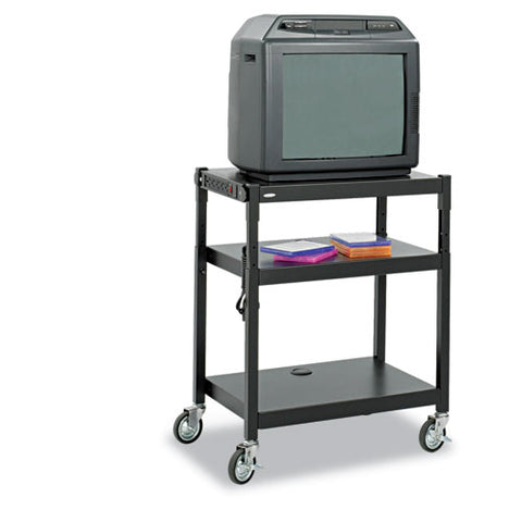 Image of Adjustable-height Steel Av Cart, 27.25w X 18.25d X 28.5 To 36.5h, Black