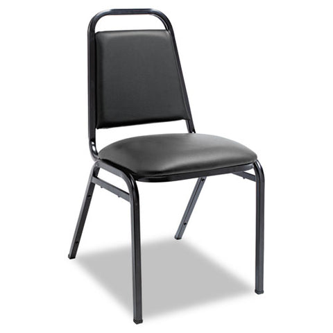 Image of Padded Steel Stacking Chair, Black Seat/black Back, Black Base, 4/carton