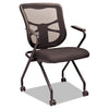 Alera Elusion Mesh Nesting Chairs, Padded Arms, Black Seat/black Back, Black Base, 2/carton