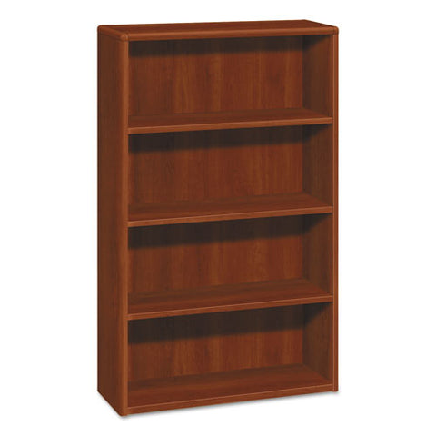 Image of 10700 Series Wood Bookcase, Four Shelf, 36w X 13 1/8d X 57 1/8h, Cognac