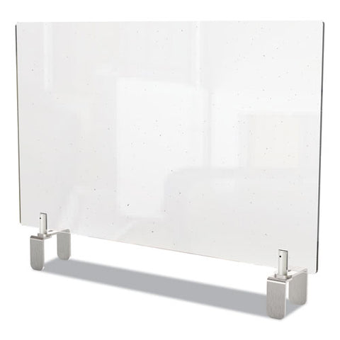 Image of Clear Partition Extender With Attached Clamp, 42 X 3.88 X 24, Thermoplastic Sheeting