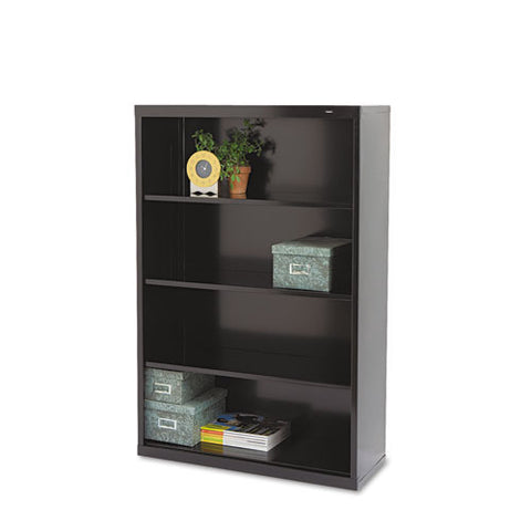 Image of Metal Bookcase, Four-shelf, 34-1/2w X 13-1/2d X 52-1/2h, Black