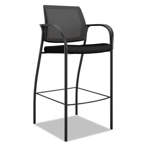 Image of Ignition 2.0 Ilira-stretch Mesh Back Cafe Height Stool, Supports Up To 300 Lbs., Black Seat/black Back, Black Base