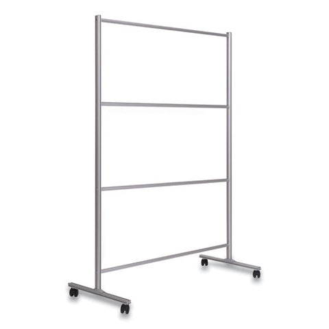 Image of Protector Series Mobile Glass Panel Divider, 80.3 X 22 X 50, Clear/aluminum