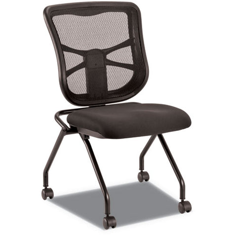 Image of Alera Elusion Mesh Nesting Chairs, Black Seat/black Back, Black Base, 2/carton