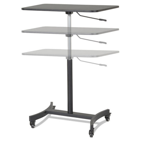 Image of High Rise Mobile Adjustable Sit-stand Workstation, 30.75w X 22d X 44h, Black