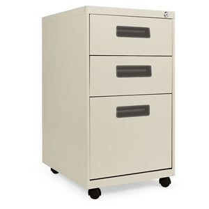 Three-drawer Metal Pedestal File, 14.96w X 19.29d X 27.75h, Putty