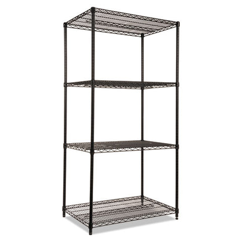 Image of Nsf Certified Industrial 4-shelf Wire Shelving Kit, 36w X 24d X 72h, Black