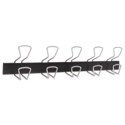 Image of Wall-mount Coat Hooks, Metal, Silver, 22 Lb, 29.92" X 2.95" X 6.45"